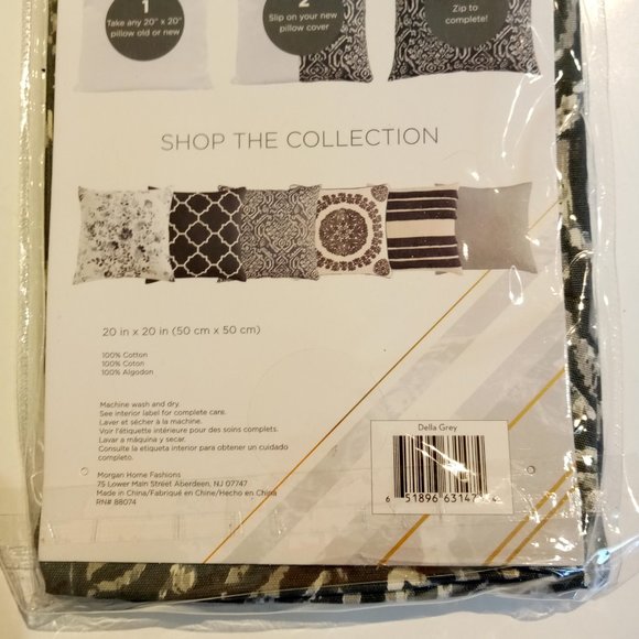 Decorative Pillow Cover  20 x 20  Della Grey  Scroll/Geometric Print  NEW in pkg - Picture 7 of 9